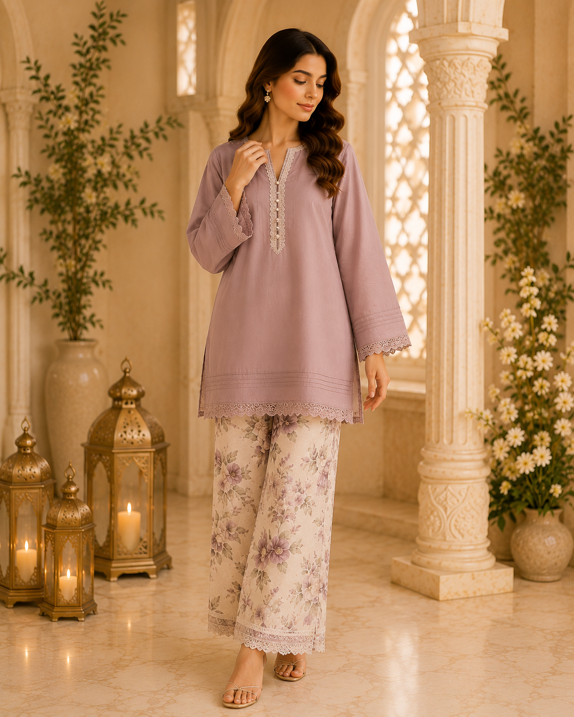 Dusty Mauve Lace Co-ord Set