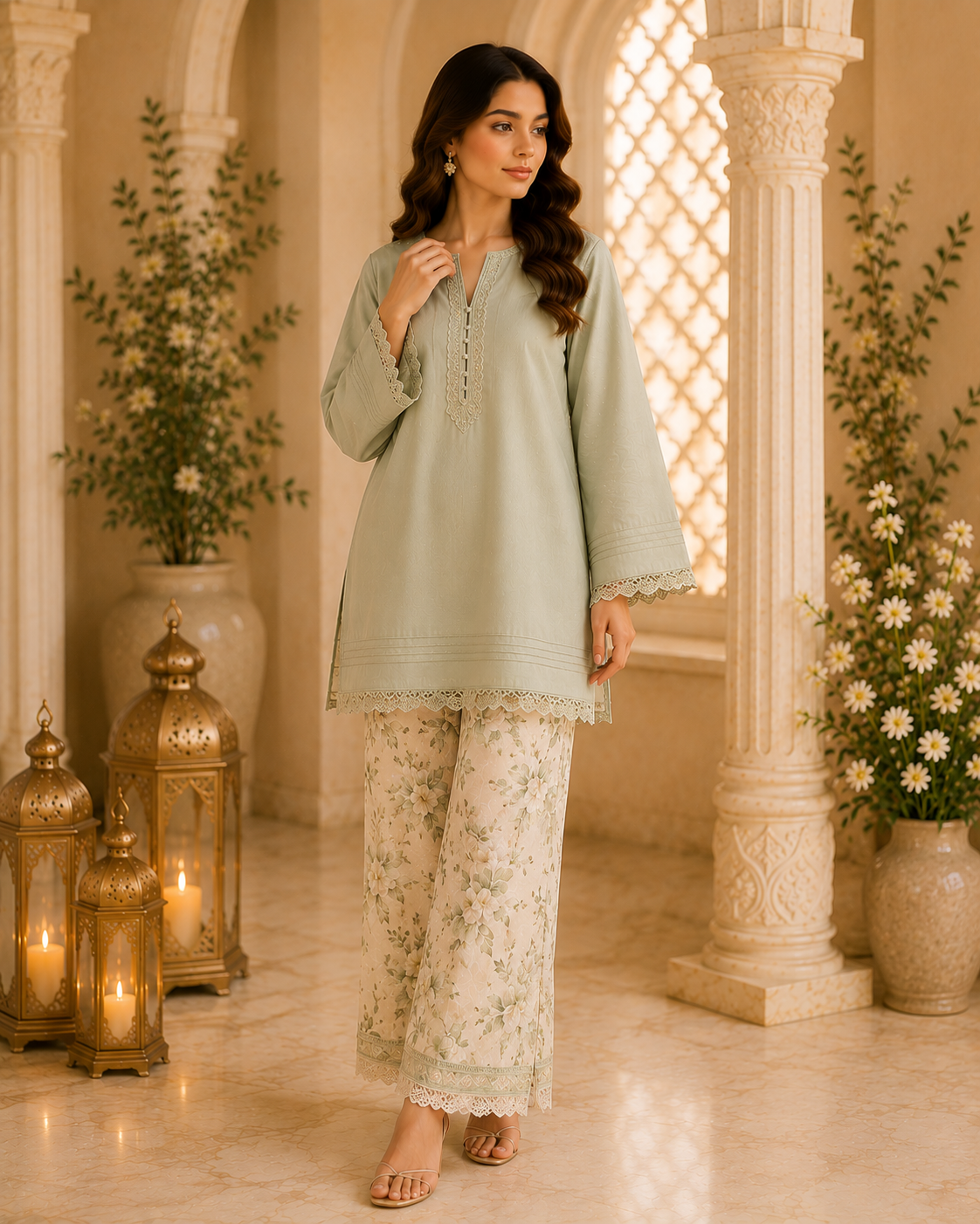 Sage Mint Green Lace Co-ord Set