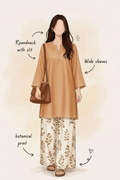 Desert Sand Kurti with Botanical Print Palazzo Set