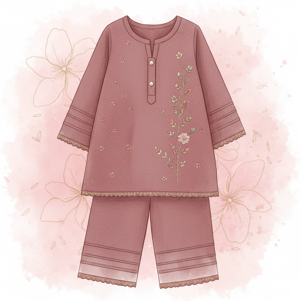Dusty Rose - Embroidery & Lace Detail