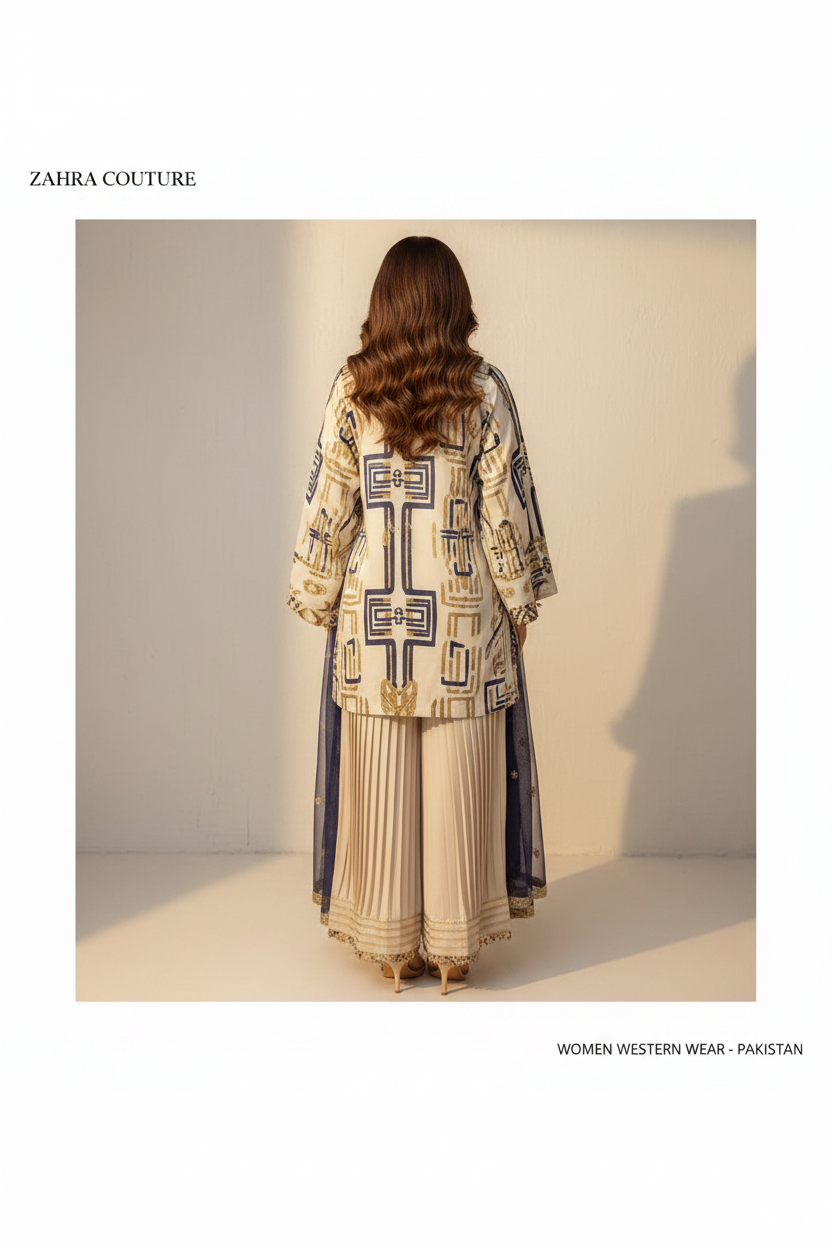 Pakistani Western Fusion Co-ord Set back view