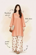 Peach Fuzz Kurti with Heart Print Palazzo Set