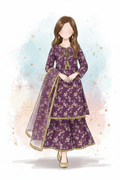 Purple Floral - Fashion Illustration