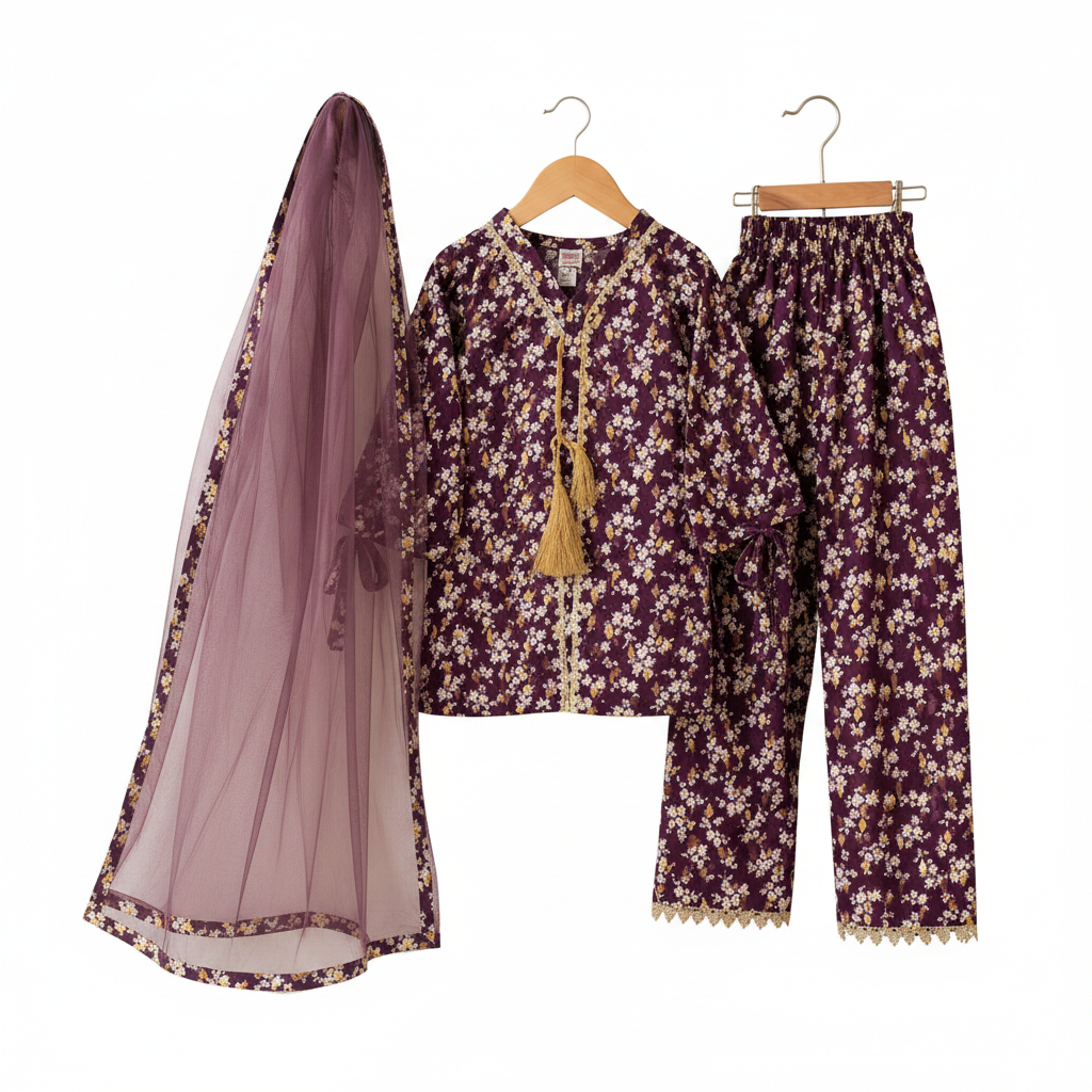 Purple Floral Girls Suit - Professional